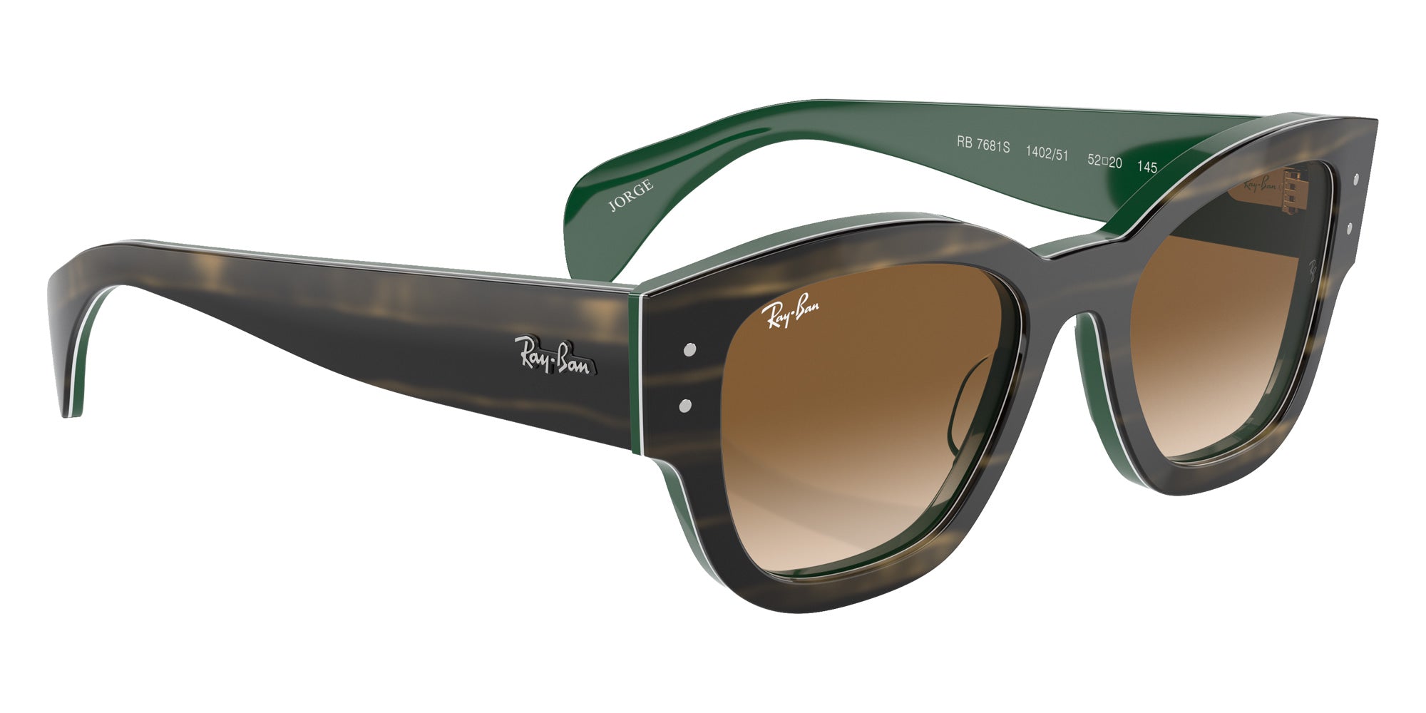 Ray-Ban® RB7681S RB7681S 140251 52 Sunglasses - Striped Green On Green