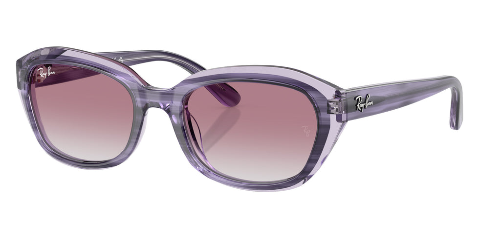 Ray-Ban® RJ9081S RJ9081S 71748G 48 Sunglasses - Striped Violet On Transparent Violet