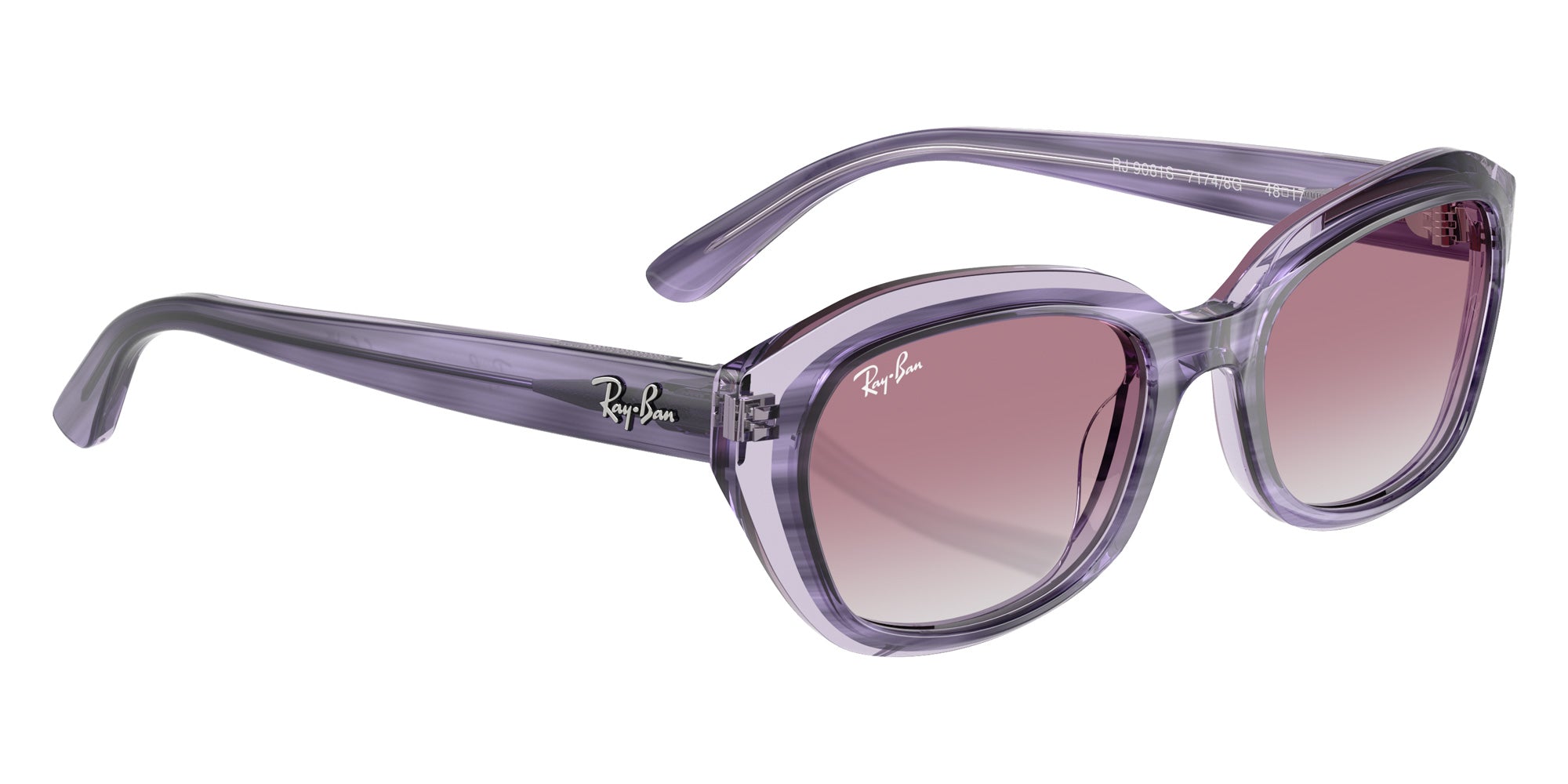 Ray-Ban® RJ9081S RJ9081S 71748G 48 Sunglasses - Striped Violet On Transparent Violet