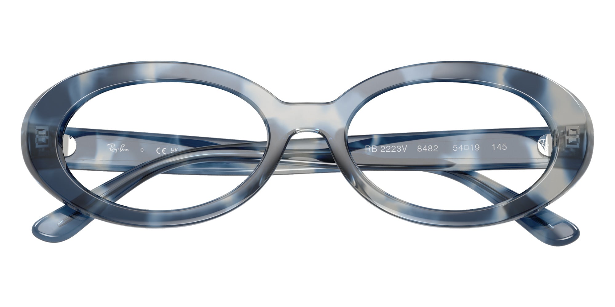 Ray-Ban® RX2223V RX2223V 8482 54 Eyeglasses - Opal Blue Havana