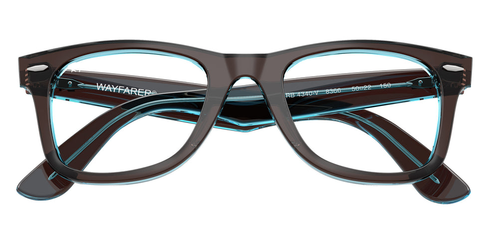 Ray-Ban® RX4340V RX4340V 8366 50 Eyeglasses - Brown On Transparent Blue