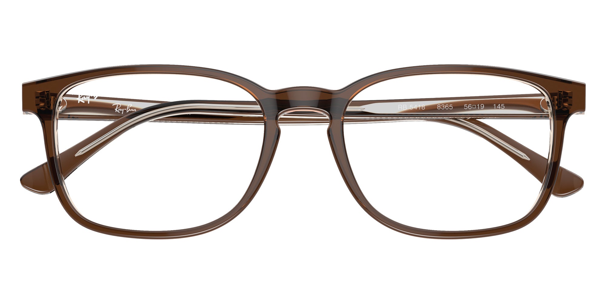 Ray-Ban® RX5418 RX5418 8365 54 Eyeglasses - Brown On Transparent Light Brown