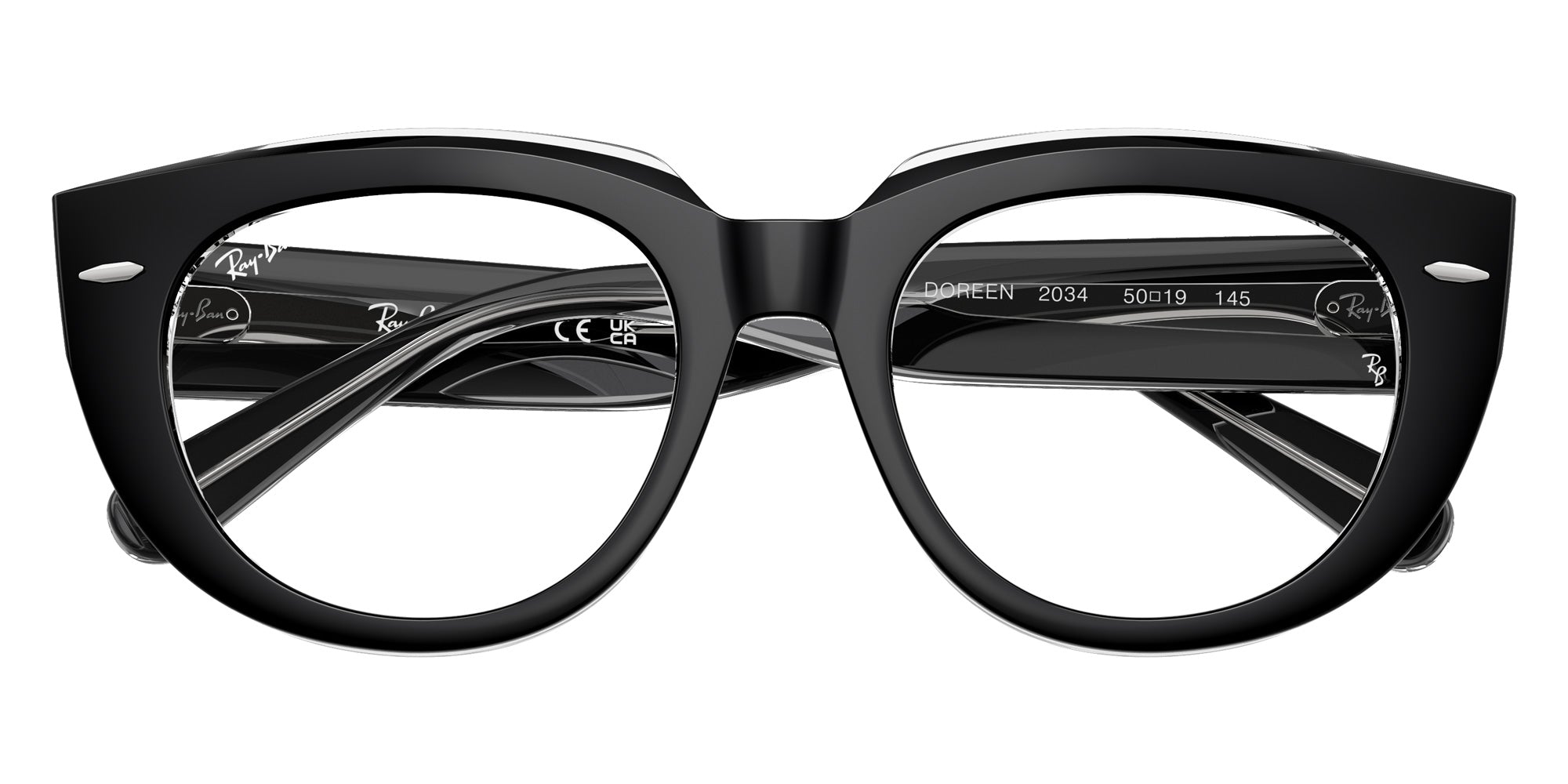 Ray-Ban® RX5586 RX5586 2034 48 Eyeglasses - Black On Transparent