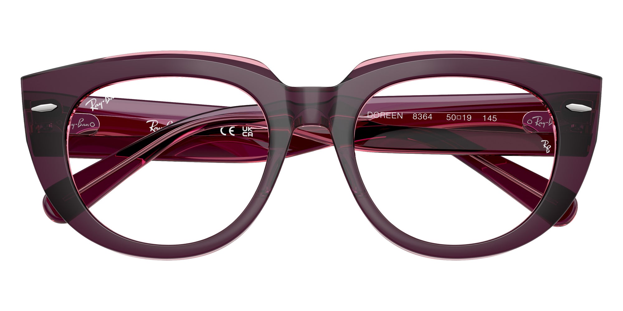 Ray-Ban® RX5586 RX5586 8364 48 Eyeglasses - Violet On Transparent Pink