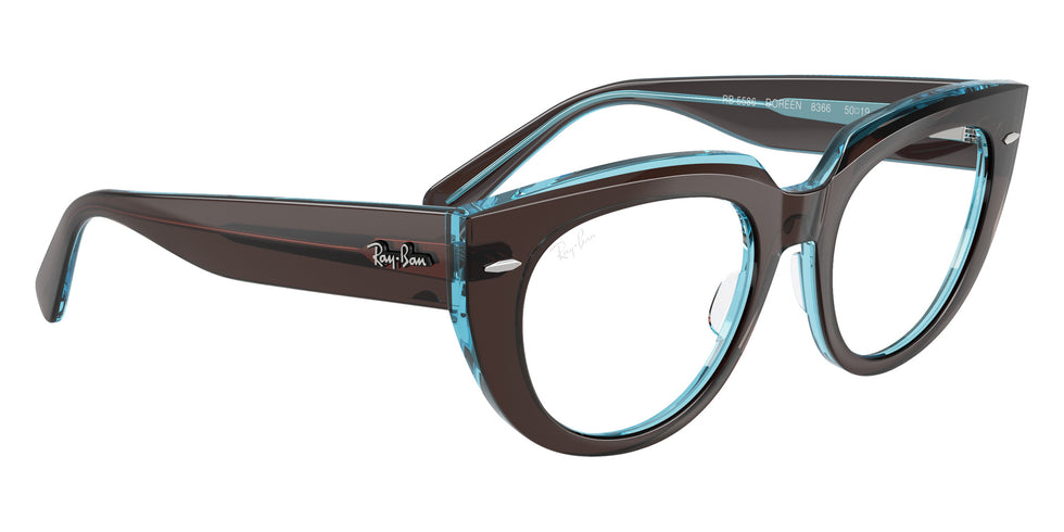 Ray-Ban® RX5586 RX5586 8366 50 Eyeglasses - Brown On Transparent Blue