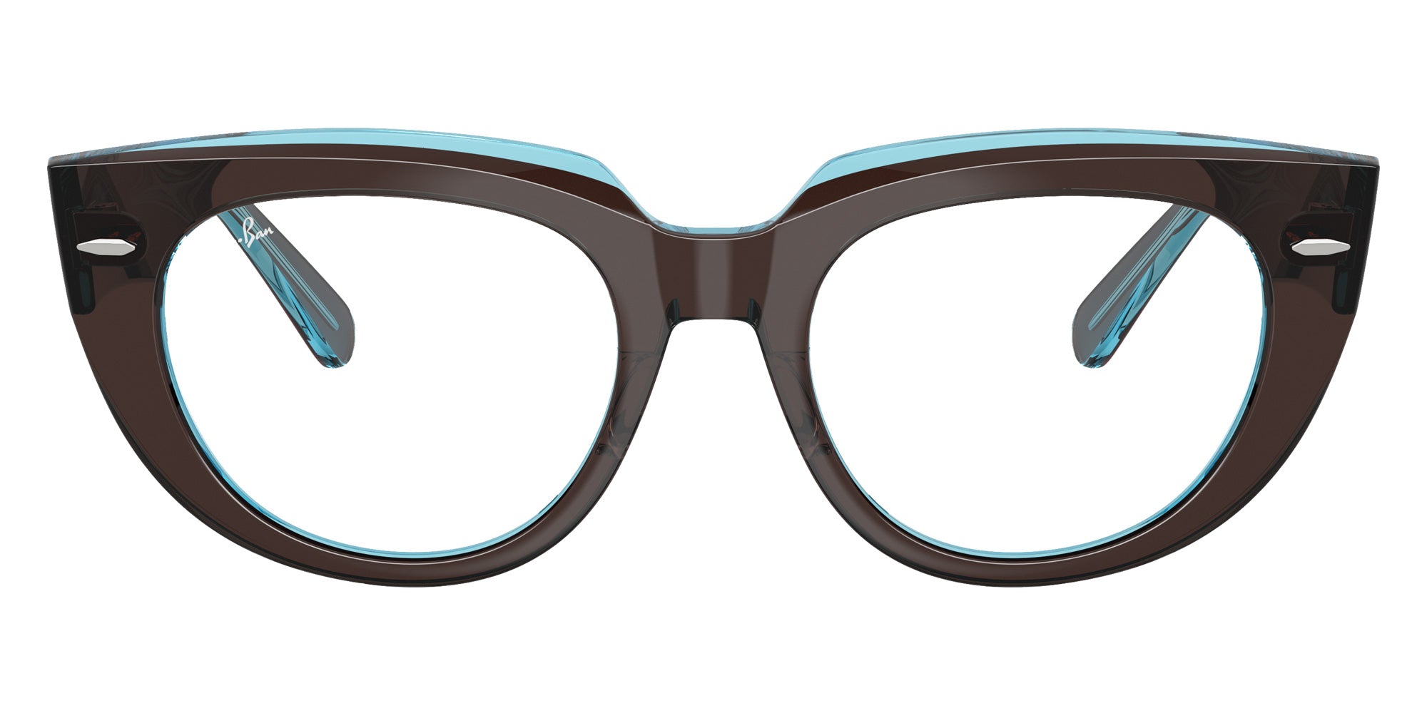 Ray-Ban® RX5586 RX5586 8366 50 Eyeglasses - Brown On Transparent Blue