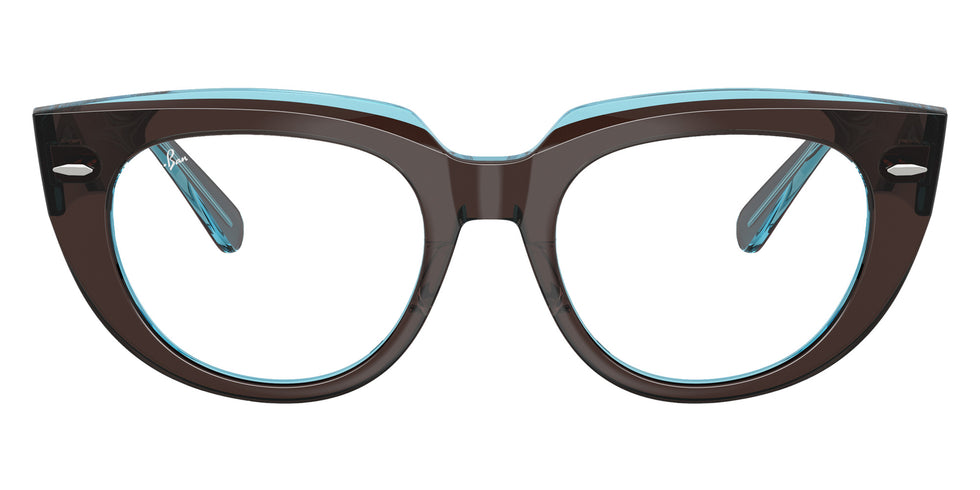 Ray-Ban® RX5586 RX5586 8366 50 Eyeglasses - Brown On Transparent Blue