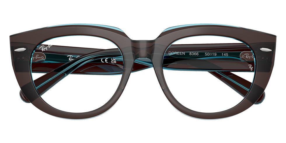 Ray-Ban® RX5586 RX5586 8366 50 Eyeglasses - Brown On Transparent Blue