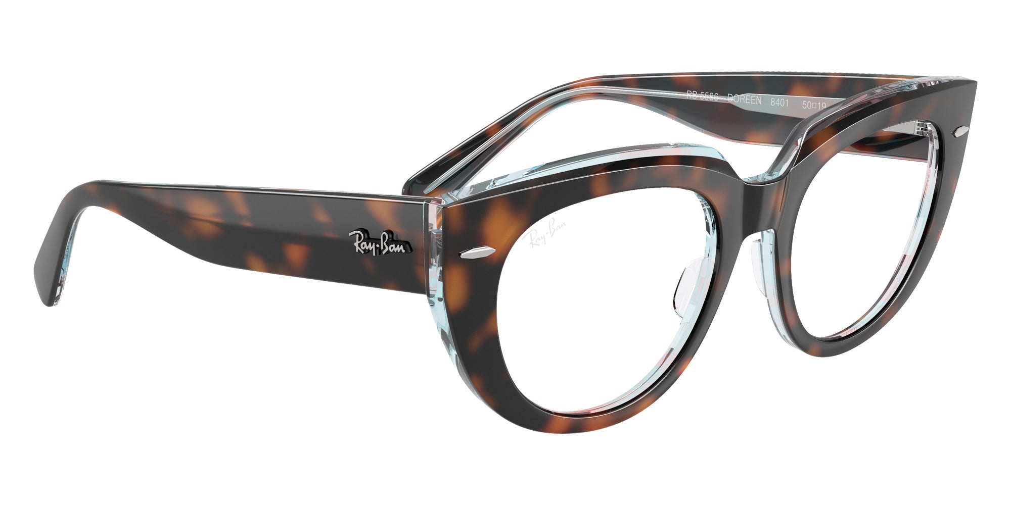 Ray-Ban® RX5586 RX5586 8401 50 Eyeglasses - Dark Havana On Multicolor