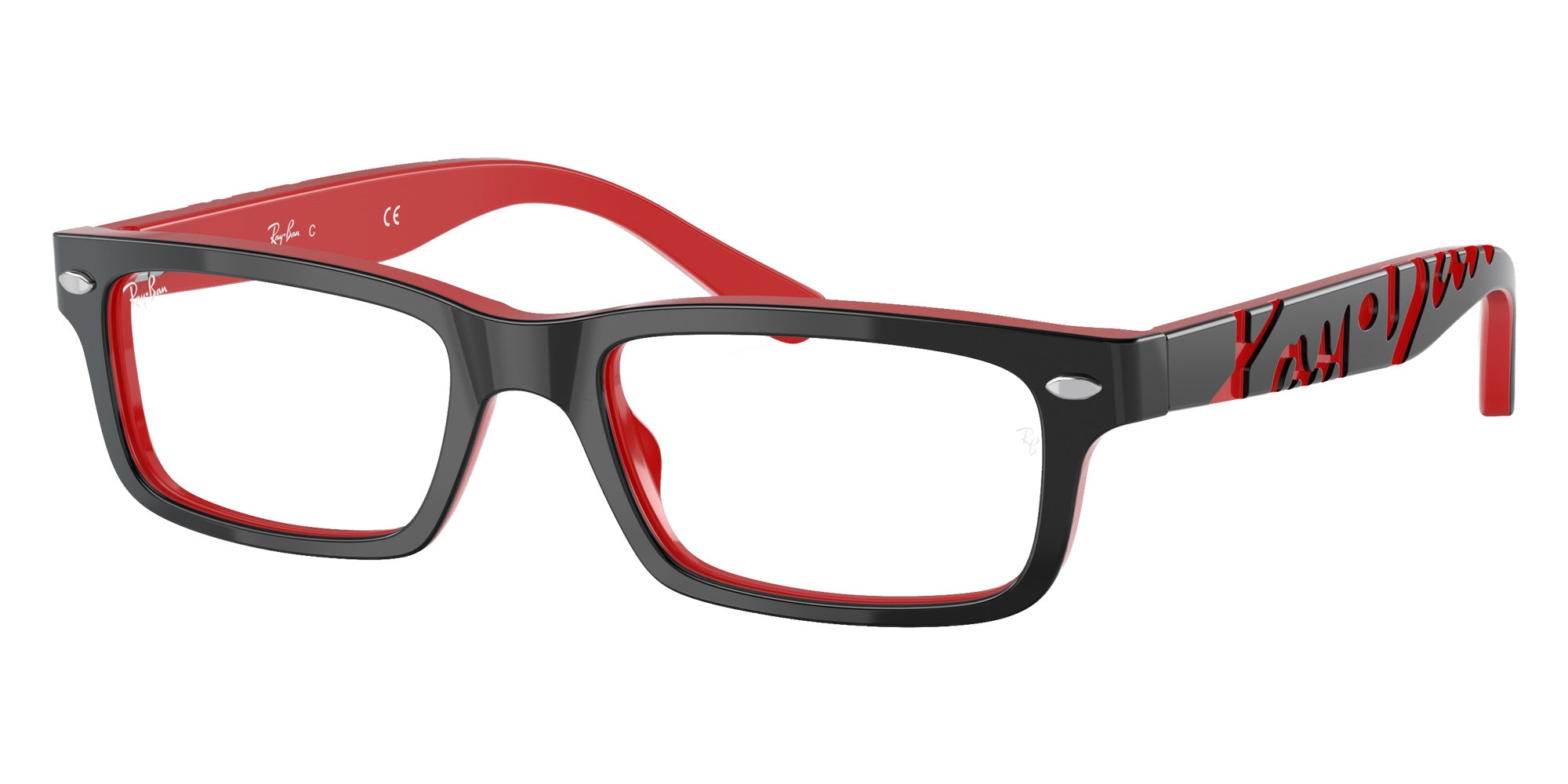 Ray-Ban® RY1535 RY1535 3573 48 Eyeglasses - Black On Red