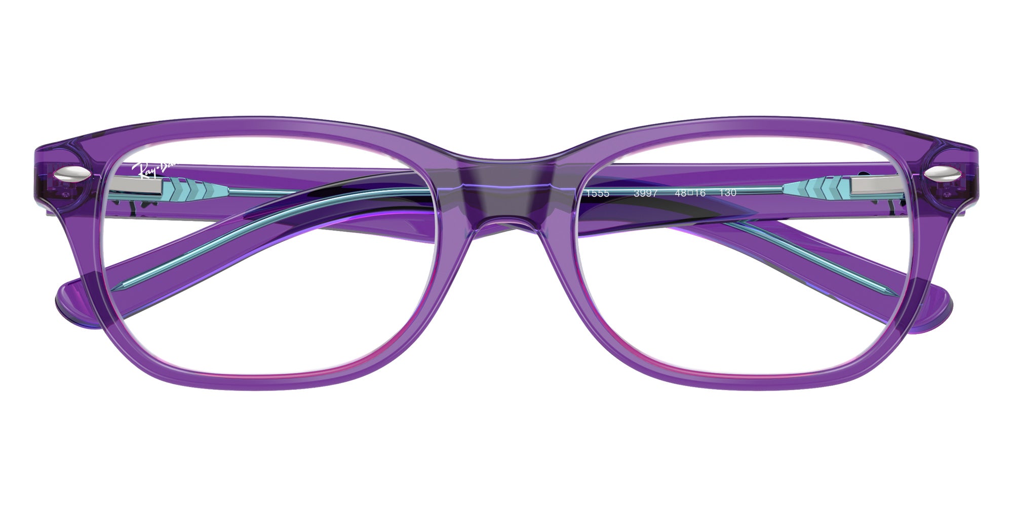 Ray-Ban® RY1555 RY1555 3997 48 Eyeglasses - Transparent Violet/Light Blue