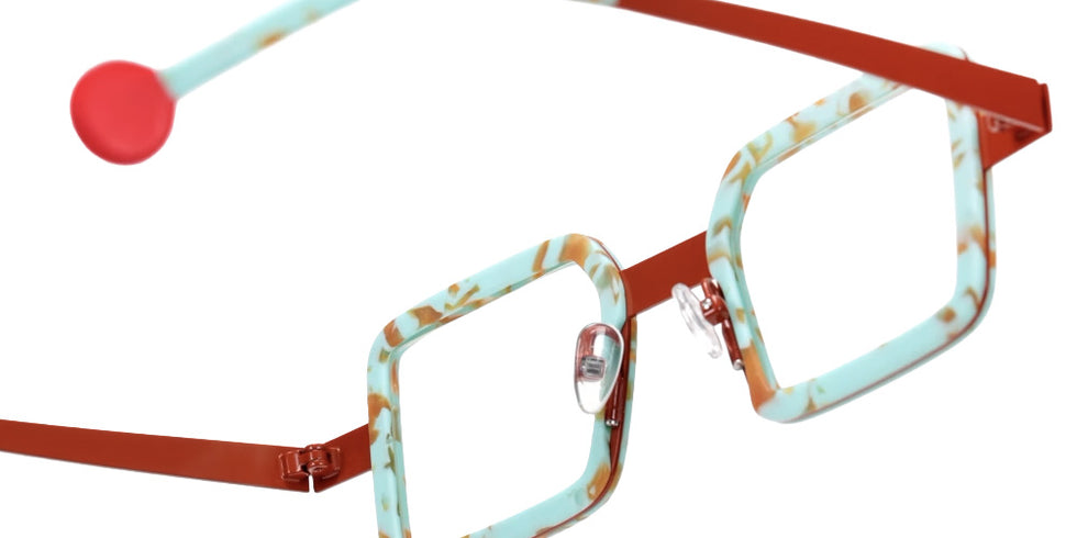 Sabine Be® Be Box Eyeglasses - 665 Turquoise Marbled Mat | Camel Shiny