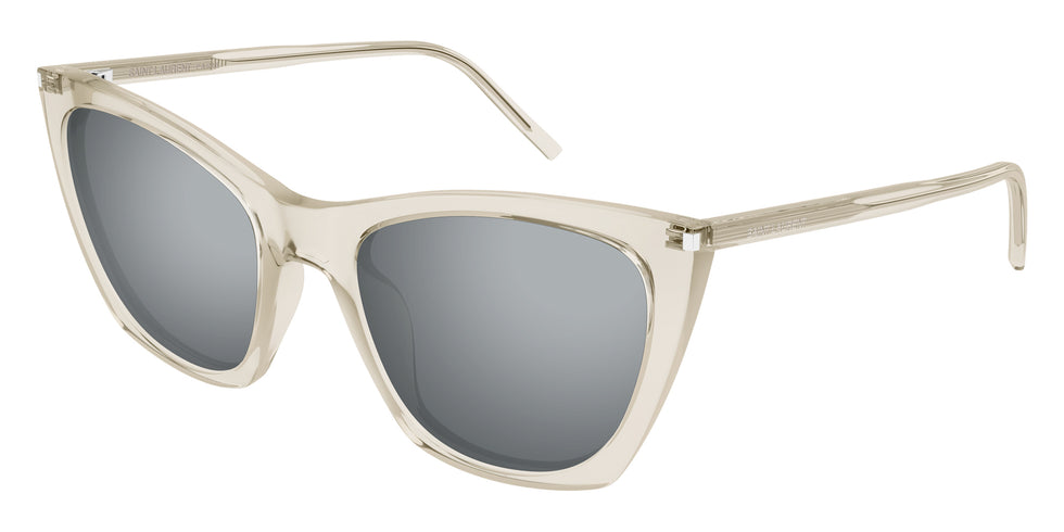 Saint Laurent® 214 KATE THIN SL 214 KATE THIN 004 55 - Beige / Silver Mirrored Sunglasses