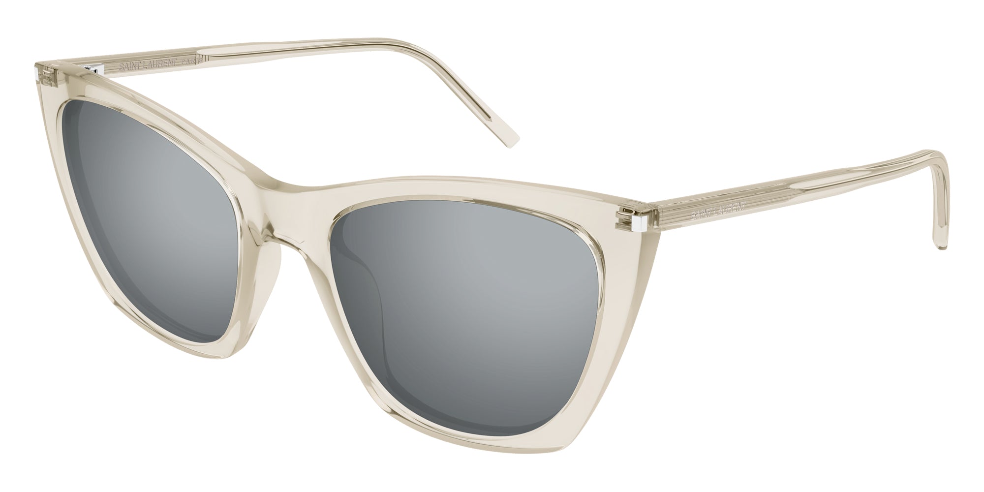 Saint Laurent® 214 KATE THIN SL 214 KATE THIN 004 55 - Beige / Silver Mirrored Sunglasses
