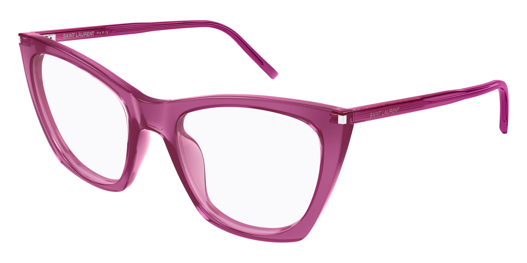 Saint Laurent® 214 KATE THIN OPT SL 214 KATE THIN OPT 005 55 - Pink / Transparent AR Eyeglasses