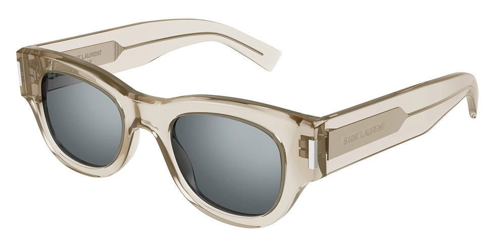 Saint Laurent® 573 SL 573 003 49 - Beige / Silver Mirrored Sunglasses