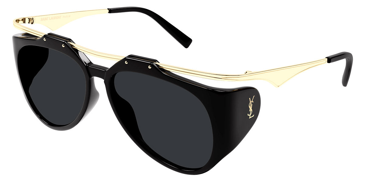 Saint Laurent® M137 AMELIA SL M137 AMELIA 001 55 - Black/Gold / Black Sunglasses