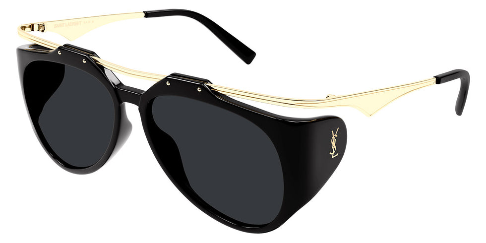Saint Laurent® M137 AMELIA SL M137 AMELIA 001 55 - Black/Gold / Black Sunglasses
