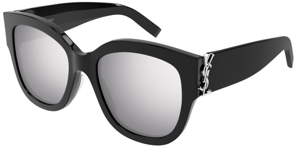 Saint Laurent® M95/F SL M95/F 002 56 - Black / Silver Mirrored Sunglasses
