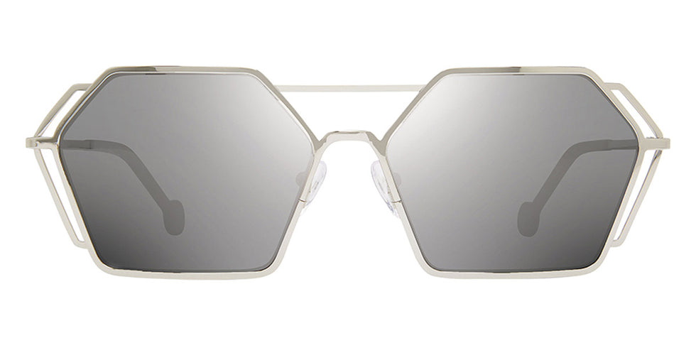 L.A.Eyeworks® GASPARI LA GASPARI 822 61 - Silver with Green Temple Tips Sunglasses