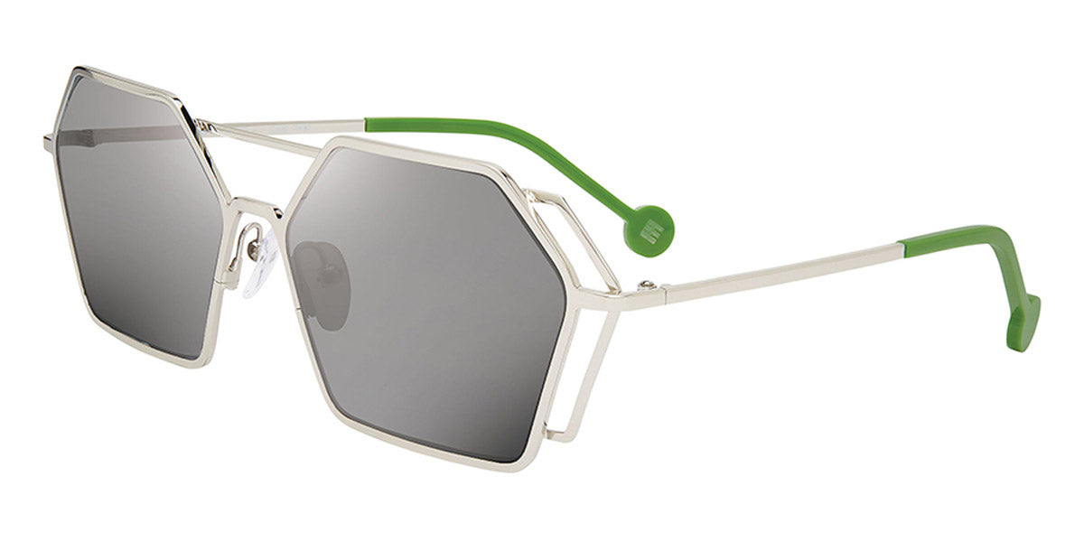 L.A.Eyeworks® GASPARI LA GASPARI 822 61 - Silver with Green Temple Tips Sunglasses
