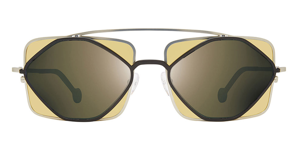 L.A.Eyeworks® COTATI LA COTATI 821822 61 - Black On Silver with Teal Temple Tips Sunglasses