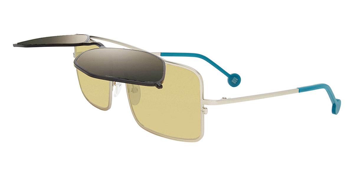 L.A.Eyeworks® COTATI LA COTATI 821822 61 - Black On Silver with Teal Temple Tips Sunglasses