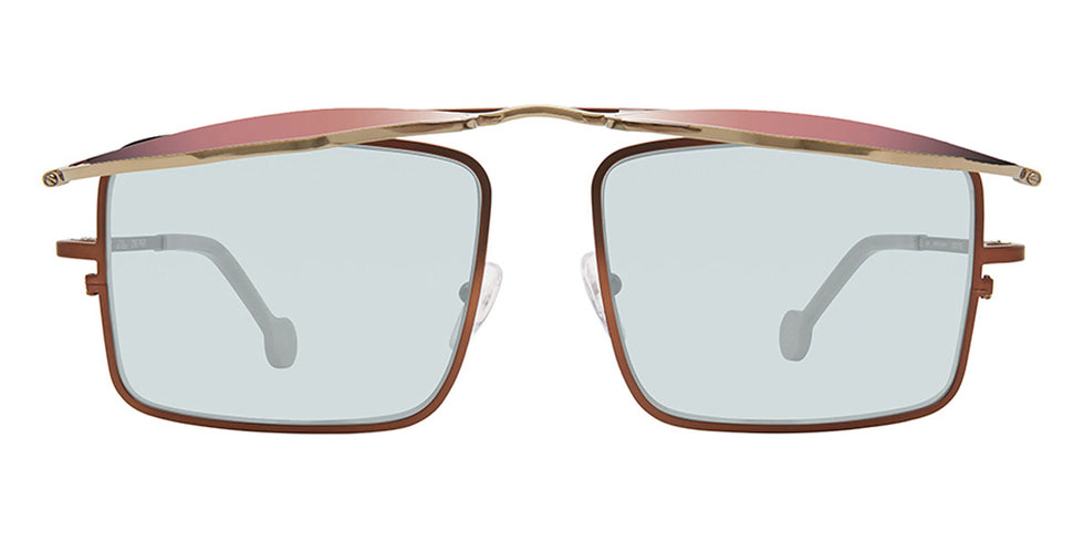 L.A.Eyeworks® COTATI LA COTATI 820823 61 - Gold On Brown with Orange Temple Tips Sunglasses