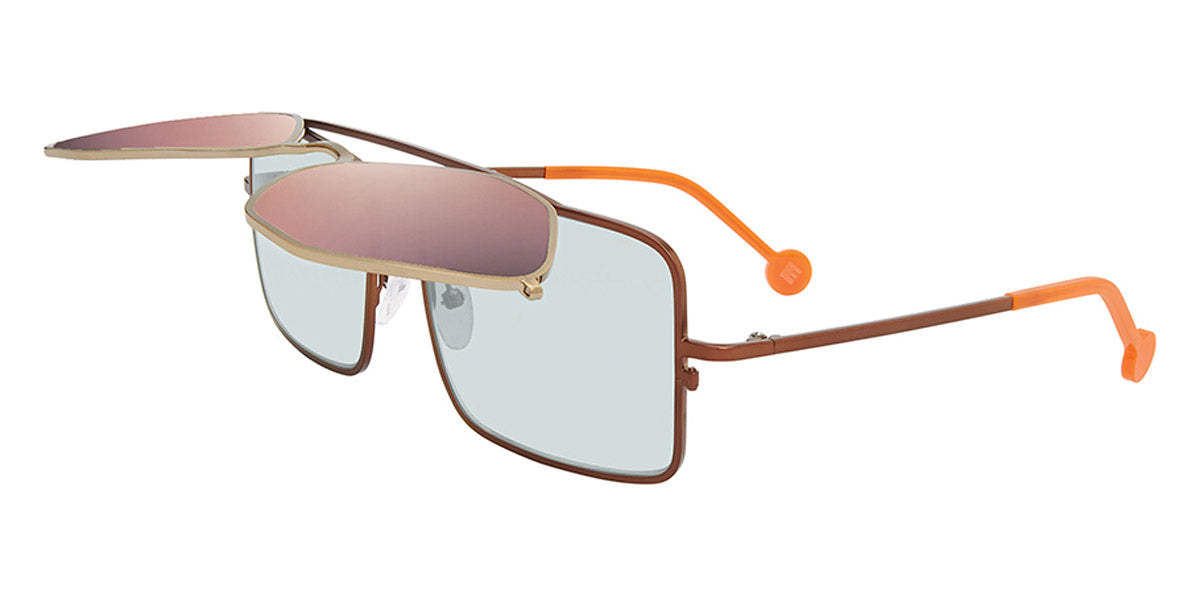 L.A.Eyeworks® COTATI LA COTATI 820823 61 - Gold On Brown with Orange Temple Tips Sunglasses