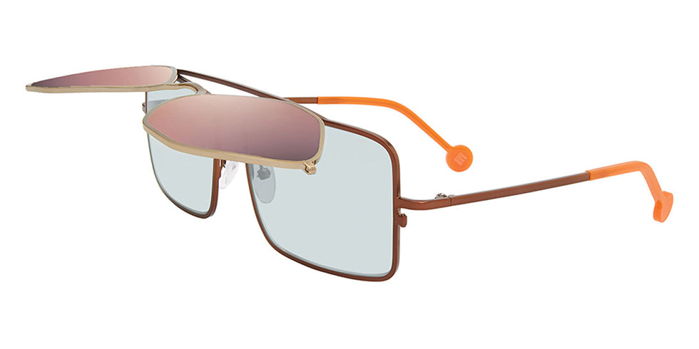 L.A.Eyeworks® COTATI LA COTATI 820823 61 - Gold On Brown with Orange Temple Tips Sunglasses