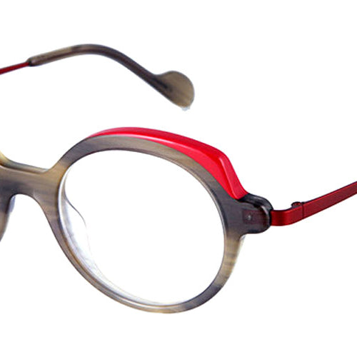 NaoNed® Ardana NAO Ardana 46102 47 - Wooded and Raspberry Horn / Matte Dark Red Eyeglasses