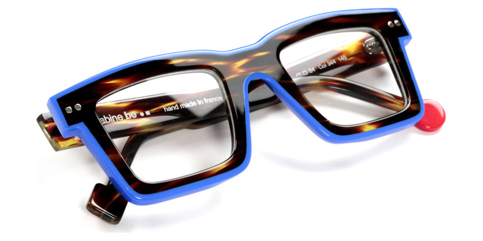 Sabine Be® Be Bobo Line - Shiny Dark Veined Tortoise / Shiny Klein Blue Eyeglasses