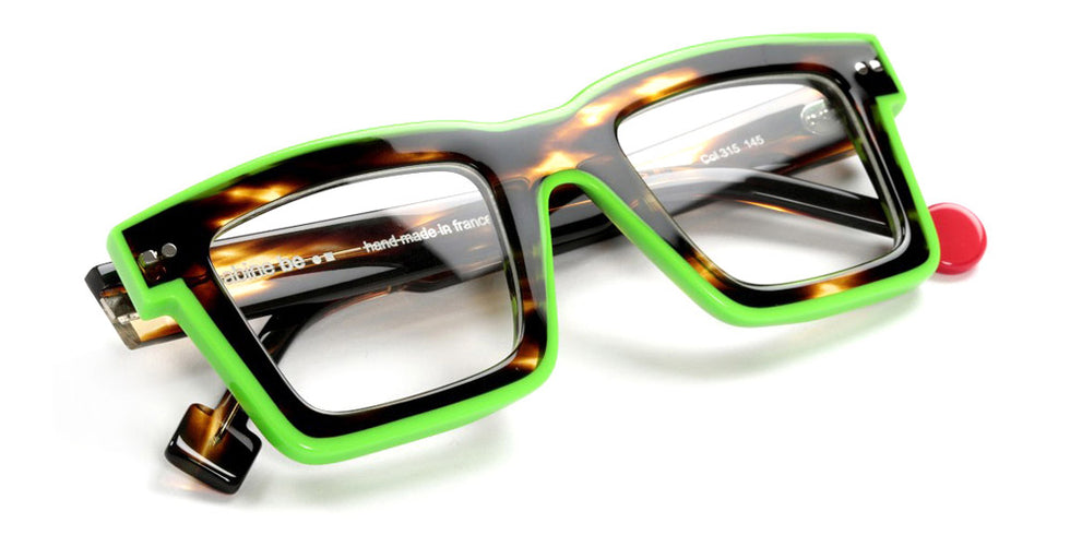 Sabine Be® Be Bobo Line - Shiny Flamed Tortoise / Shiny Neon Green Eyeglasses