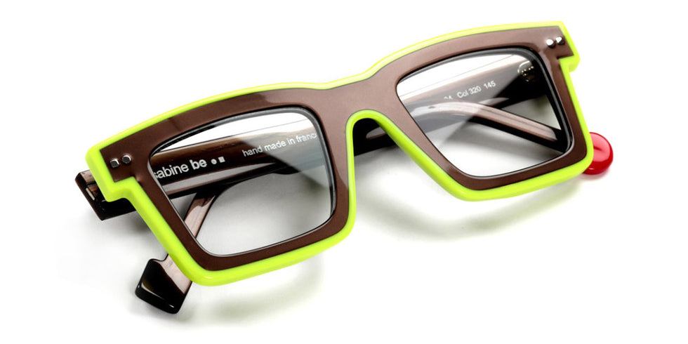 Sabine Be® Be Bobo Line - Shiny Glossy Brown / Shiny Neon Yellow Eyeglasses