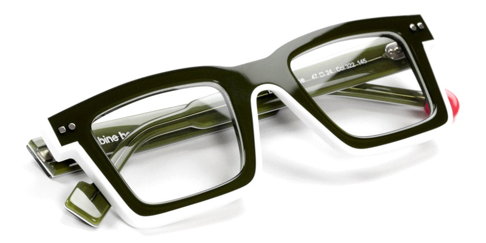 Sabine Be® Be Bobo Line - Shiny Translucent Dark Green / White / Shiny Translucent Dark Green / Shiny White Eyeglasses