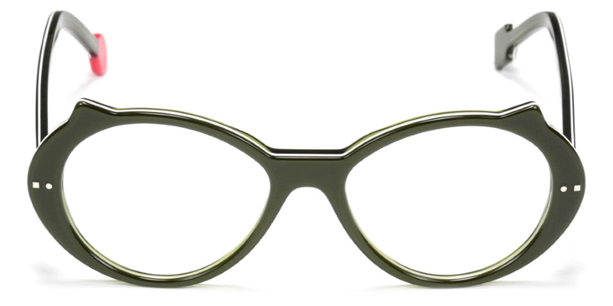 Sabine Be® Be Cat'S - Shiny Translucent Dark Green / White / Shiny Translucent Dark Green Eyeglasses