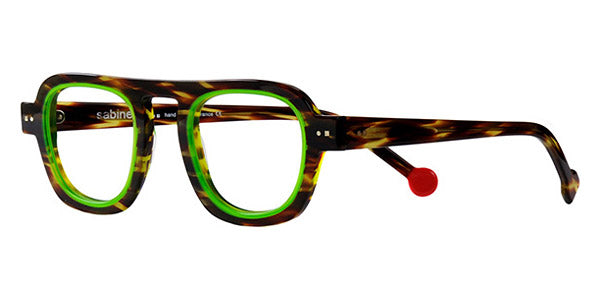 Sabine Be® Be Factory - Shiny Veined Tortoise / Shiny Neon Green Eyeglasses