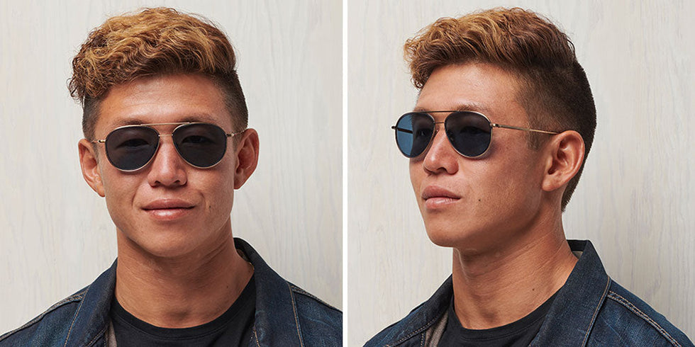 SALT.® COLUMBIA 56 SAL COLUMBIA 56 002 56 - Antique Gold/Indigo Blue/Polarized Glass Denim Lens Sunglasses