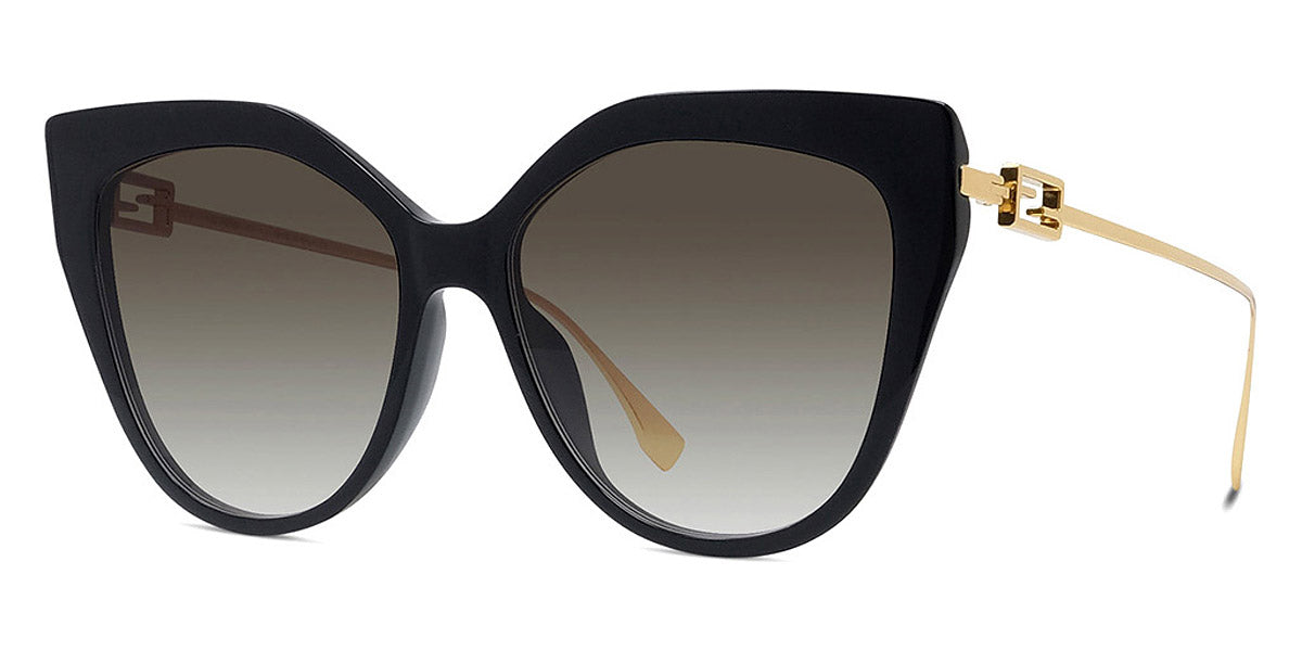 Fendi® FE40011U FEN FE40011U 01F 57 - Shiny Black / Brown Sunglasses