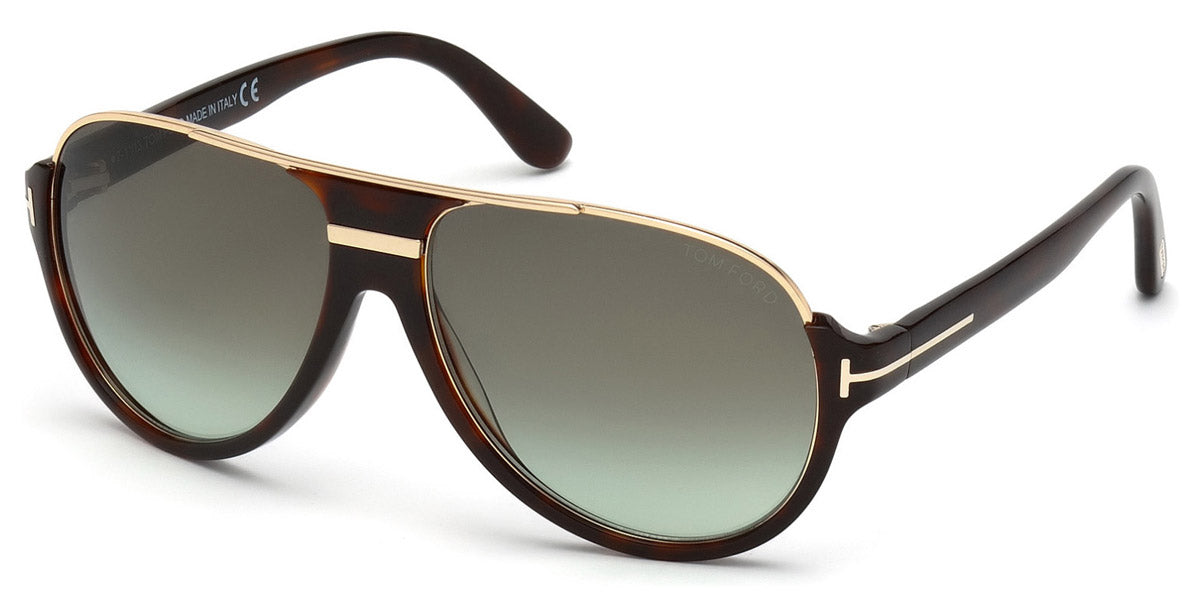Tom Ford® FT0334 Dimitry FT0334 Dimitry 56K 59 - 56K - Shiny Dark Havana, Shiny Rose Gold Details / Gradient Green Lenses Sunglasses