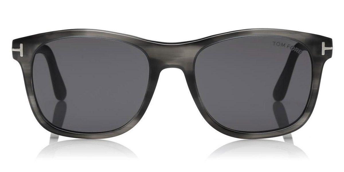 Tom Ford® FT0595 Eric-02 FT0595 Eric-02 20A 55 - 20A - Shiny Striped Grey, Palladium T Logo/ Smoke Lenses Sunglasses