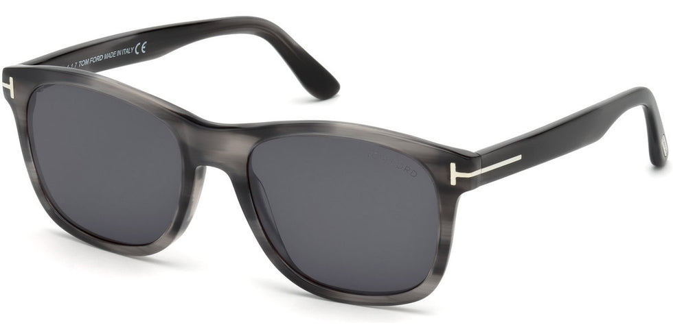 Tom Ford® FT0595 Eric-02 FT0595 Eric-02 20A 55 - 20A - Shiny Striped Grey, Palladium T Logo/ Smoke Lenses Sunglasses