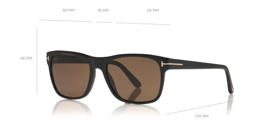 Tom Ford® FT0698 Giulio FT0698 Giulio 01J 59 - 01J - Shiny Black/ Brown Lenses Sunglasses