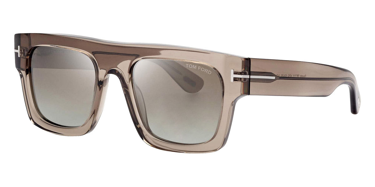 Tom Ford® FT0711 Fausto FT0711 Fausto 47Q 53 - 47Q - Shiny Transparent Oyster / Gradient Brown Lenses Sunglasses