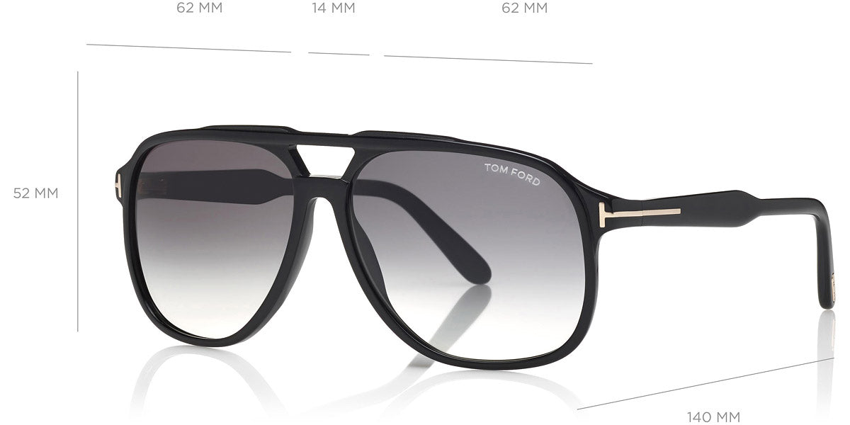 Tom Ford® FT0753 Raoul FT0753 Raoul 01B 62 - 01B - Shiny Black/ Gradient Smoke Lenses Sunglasses