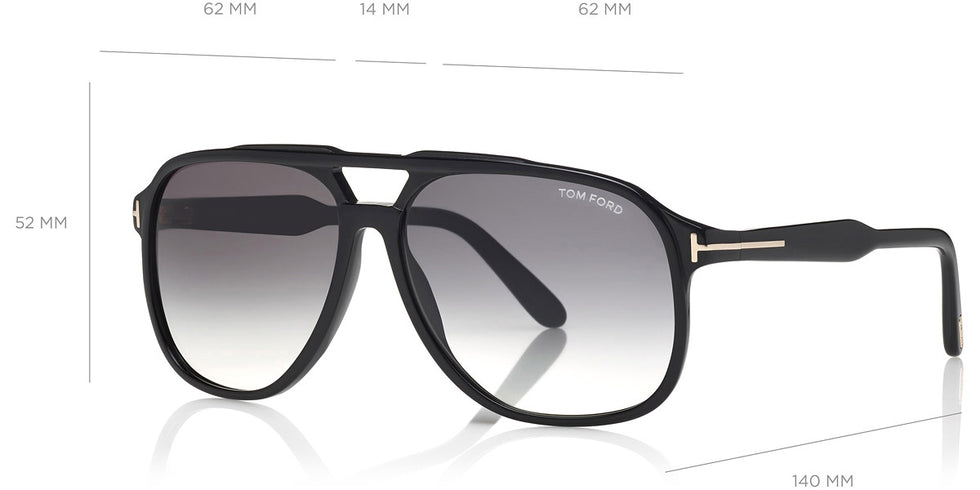 Tom Ford® FT0753 Raoul FT0753 Raoul 01B 62 - 01B - Shiny Black/ Gradient Smoke Lenses Sunglasses