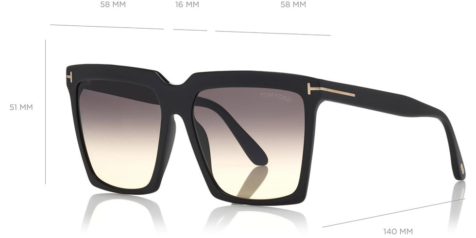 Tom Ford® FT0764 Sabrina-02 FT0764 Sabrina-02 01B 58 - 01B - Shiny Black/ Smoke Gradient Yellow Lenses Sunglasses