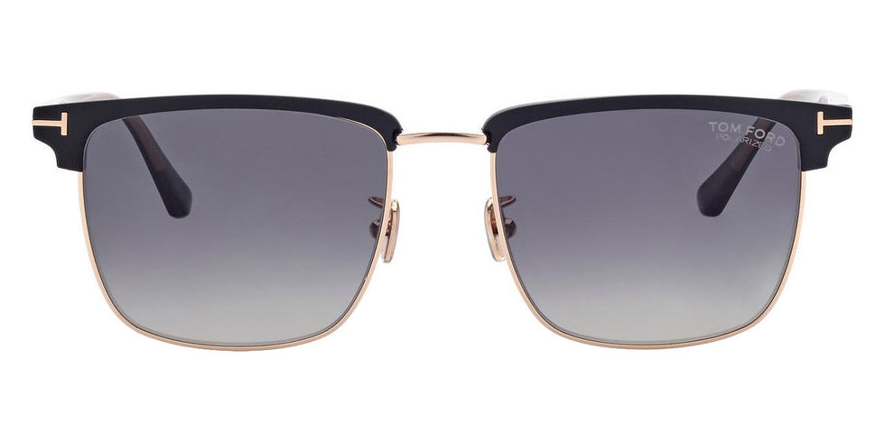 Tom Ford® FT0997-H Hudson-02 FT0997-H Hudson-02 02D 55 - 02D - Shiny Rose Gold, t" Logo / Polarized Gradient Smoke Lenses" Sunglasses