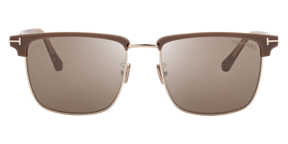 Tom Ford® FT0997-H Hudson-02 FT0997-H Hudson-02 52L 55 - 52L - Shiny Pale Gold, t" Logo / Roviex With Gunmetal Flash Lenses" Sunglasses