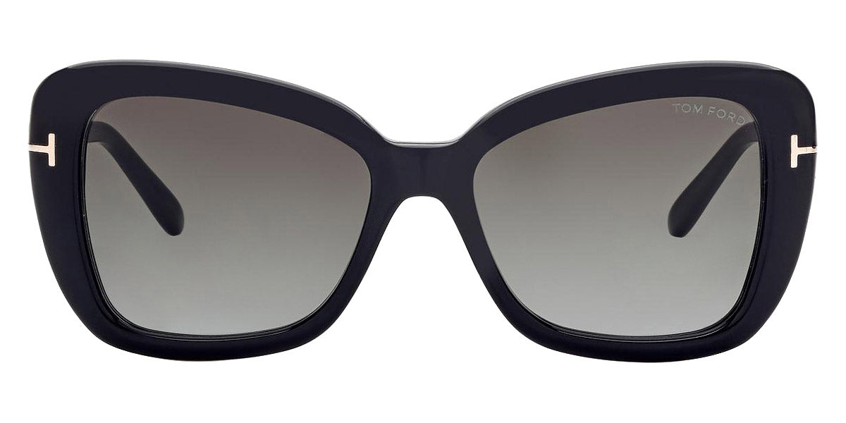 Tom Ford® FT1008 Maeve FT1008 Maeve 01B 55 - 01B - Shiny Black, t" Logo / Gradient Smoke Lenses" Sunglasses